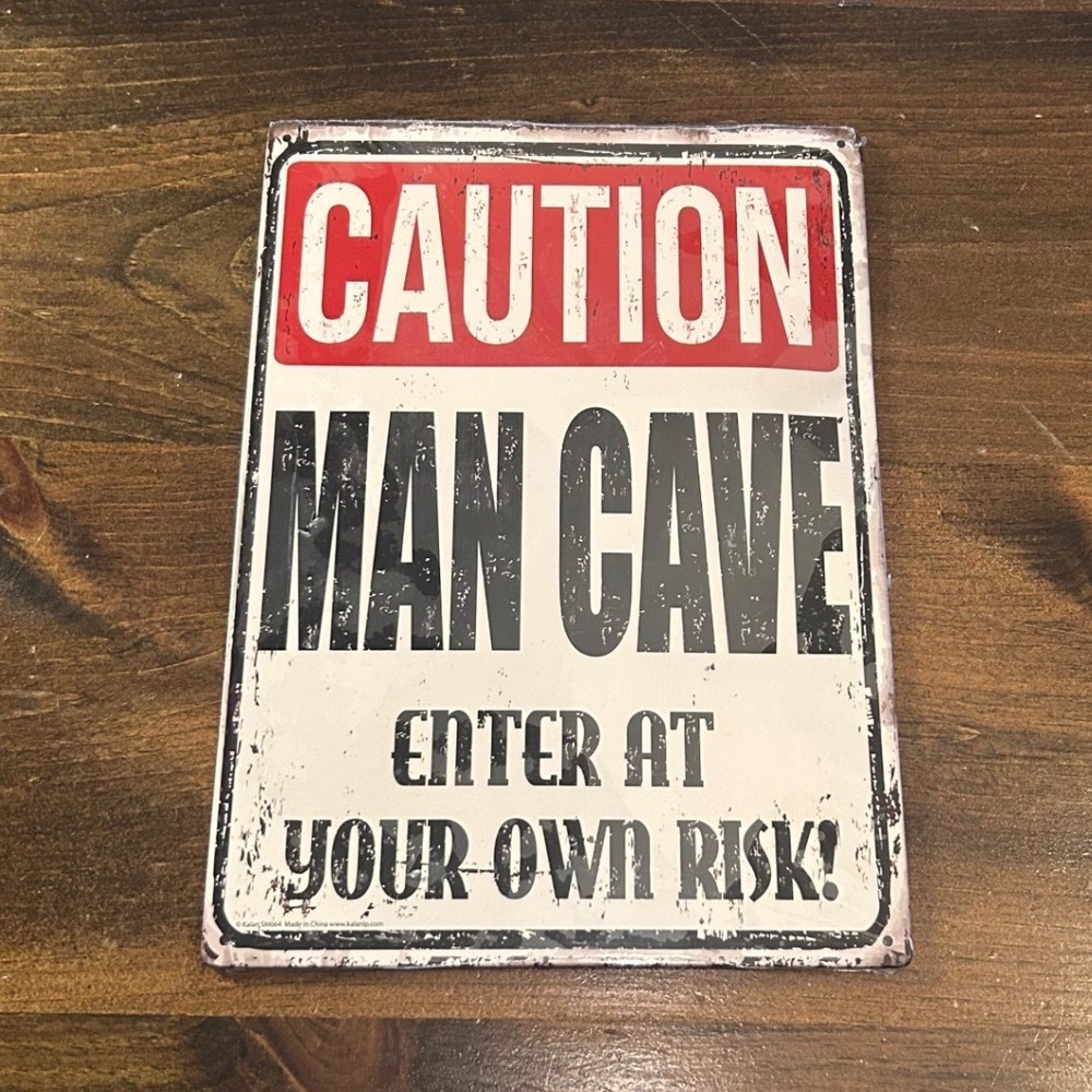 Caution Man Cave Metal Sign Enter At Your Own Risk‎ Vintage Decor Funny Novelty